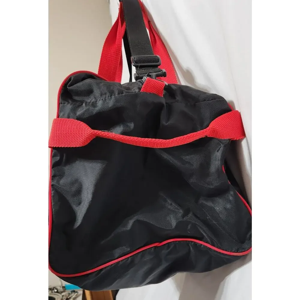 VTG LL Bean 24” Duffle Bag Patch Black/Blue Bag W/ Shoulder Strap Needs Cleaning